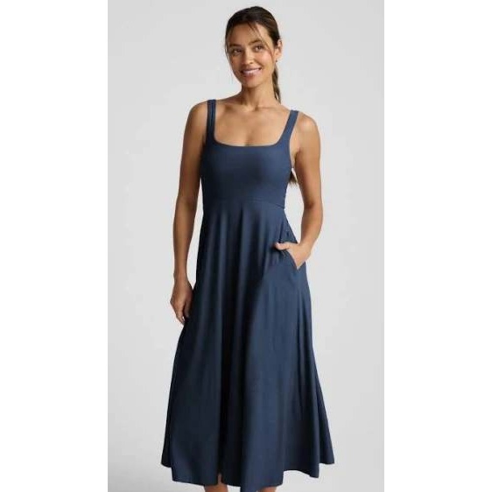 Beyond Yoga Featherweight At The Ready Dress XS Navy Square Neck Active - Picture 2 of 8